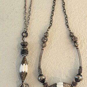 2 Elegant Silver-Tone Native American Inspired Necklaces